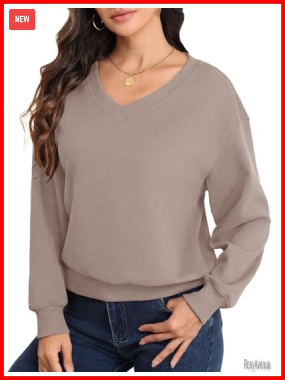 Women V Neck Long Sleeve Cropped Fleece Lined Sweatshirt Pullover